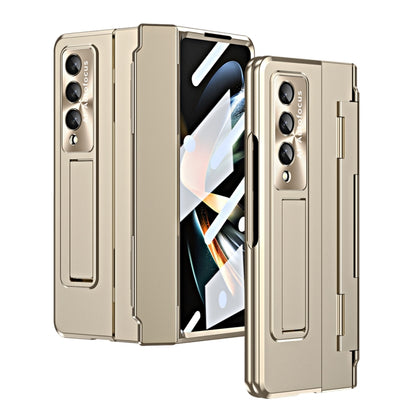 Champagne gold foldable phone case with hinge and rear camera cutouts