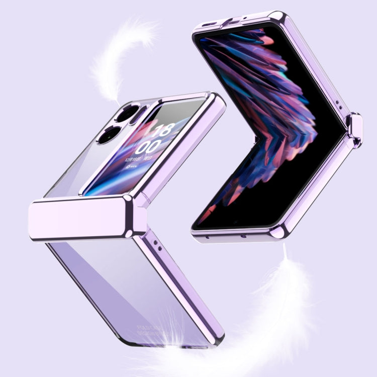 Purple electroplating ring suction phone case, transparent cover with hinge protection