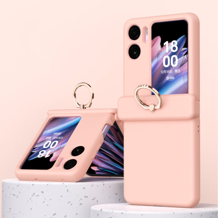 Pink three-piece magnetic phone case with ring for foldable OPPO Find N2 Flip