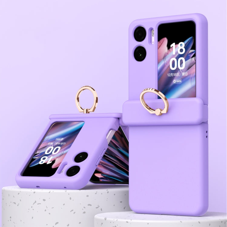 Purple three-piece magnetic phone case with ring for foldable OPPO Find N2 Flip