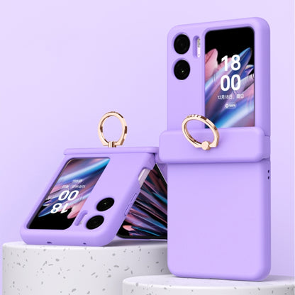 Purple three-piece magnetic phone case with ring for foldable OPPO Find N2 Flip