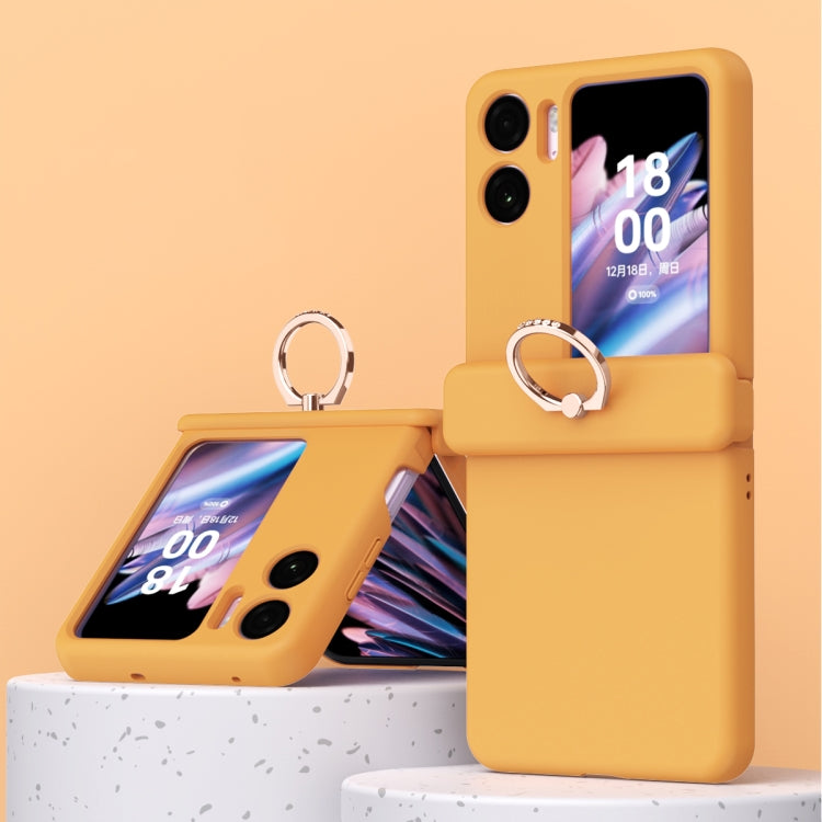 Orange three-piece magnetic phone case with ring for foldable OPPO Find N2 Flip