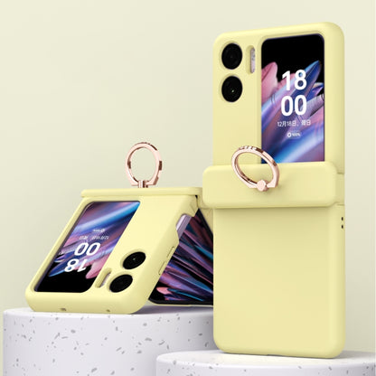 Yellow three-piece magnetic phone case with ring for foldable OPPO Find N2 Flip