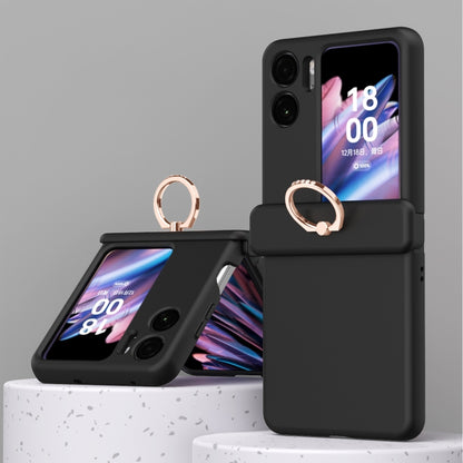 Black three-piece magnetic phone case with ring for foldable OPPO Find N2 Flip