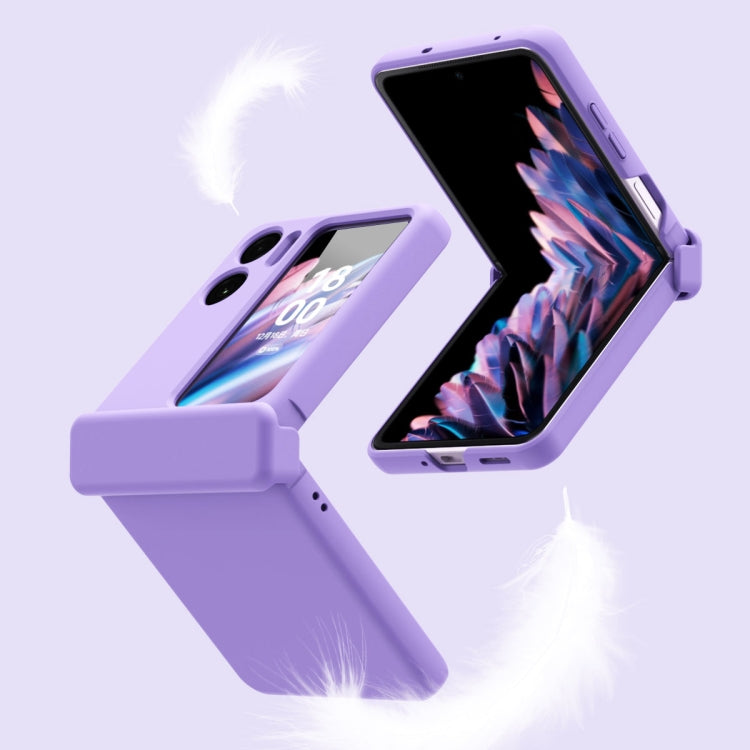 Lavender purple three-piece magnetic phone case with ring, open for OPPO Find N2 Flip