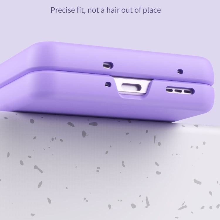 Purple phone case side profile with cutouts; three-piece magnetic ring case