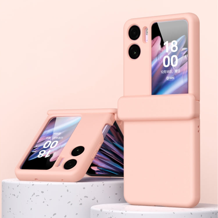 Pink three-piece magnetic hinge phone case with protective film for foldable phone