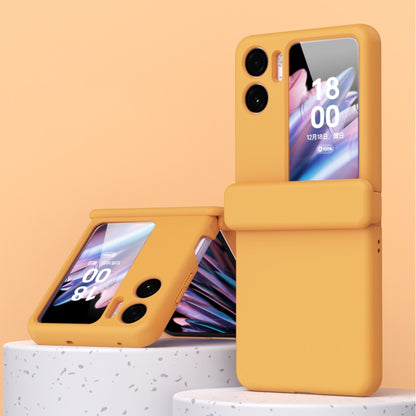 Orange three-piece magnetic hinge phone case with protective film for foldable phone