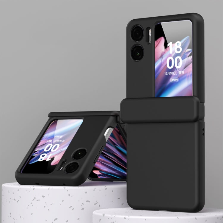 Black three-piece magnetic hinge phone case with protective film for foldable phone