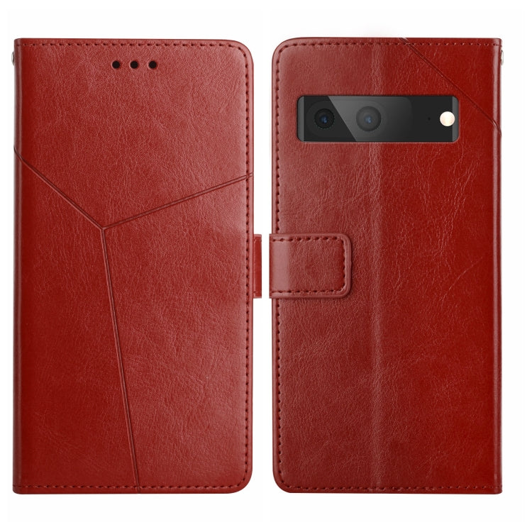 Red leather flip phone case with Y-shaped pattern, magnetic flap, and camera opening