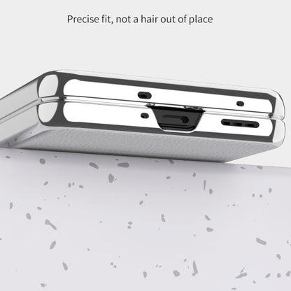 White magnetic flip phone case with metal side frame and cutouts for ports