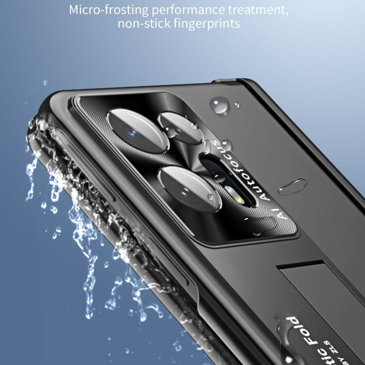 Black phone case with raised camera guard and pen slot