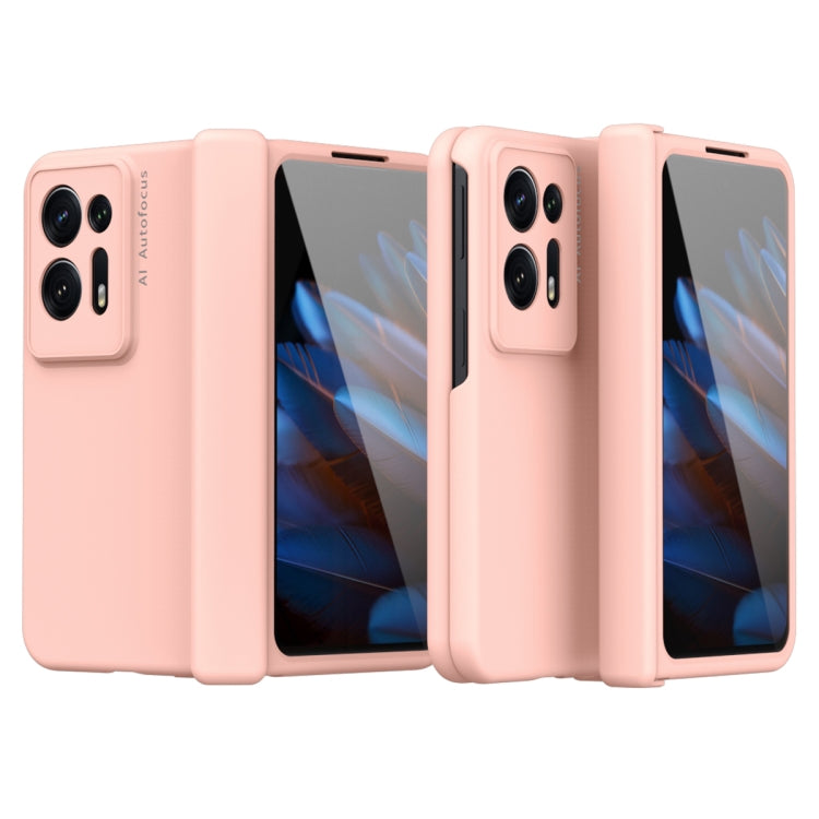 Folding full-coverage phone case with pink hinge covers for OPPO Find N2