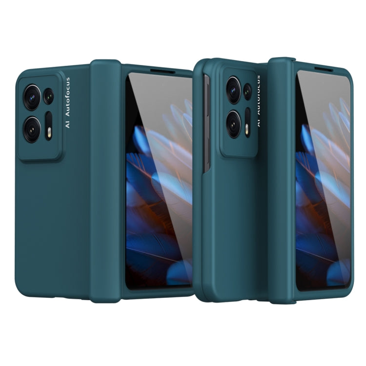 Folding full-coverage phone case with teal hinge covers for OPPO Find N2