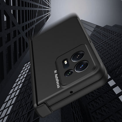 Dark phone case with camera cutouts and hinge cover on the back