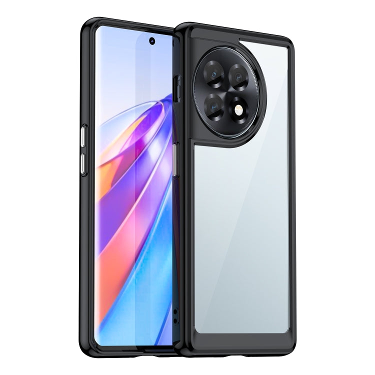 Black acrylic TPU phone case with camera lens cutout and slim raised edges
