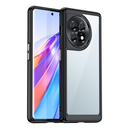 Black acrylic TPU phone case with camera lens cutout and slim raised edges