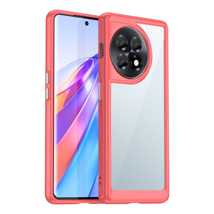 Red acrylic TPU phone case with camera cutout and slim raised lip around edges