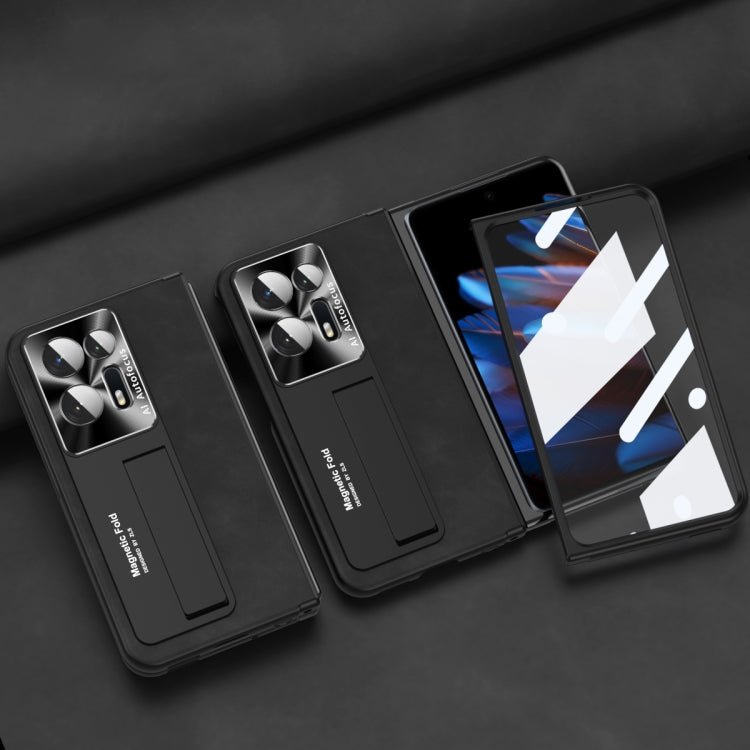 Magnetic all-in-one phone case with flip cover and Napa-style pattern, for OPPO Find N2