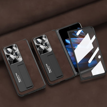 Magnetic flip phone case with camera cutout and Napa-style pattern, for OPPO Find N2