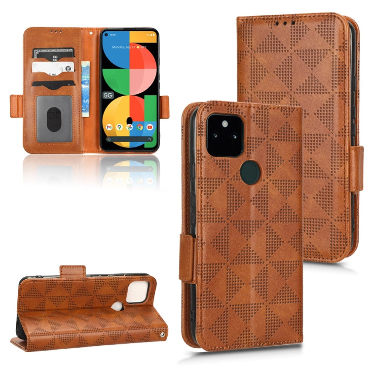 Brown leather phone wallet case with diamond pattern, flip cover stand, and card slots
