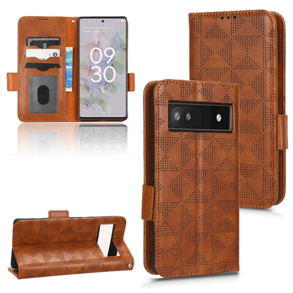 Brown leather phone wallet case with diamond texture, stand flip cover, and card holder slots