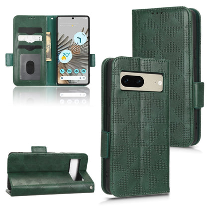 Green patterned leather flip wallet phone case with card slots and camera cutout