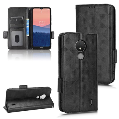 Black folio phone case with symmetric triangle pattern; front flip and back view
