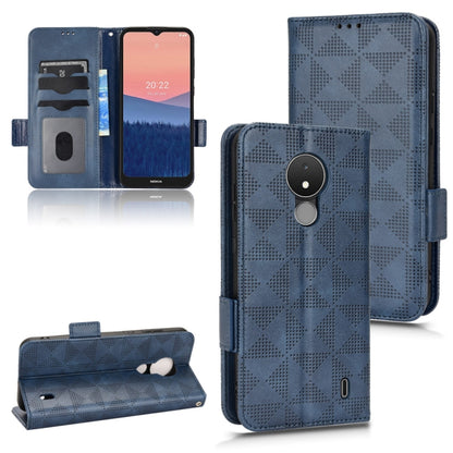 Symmetrical triangle leather phone case, blue folio with magnetic flap and stand support