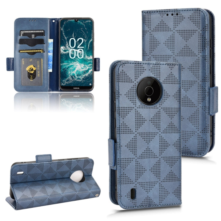 Symmetrical triangle leather phone case, light blue folio with magnetic flap and phone protection