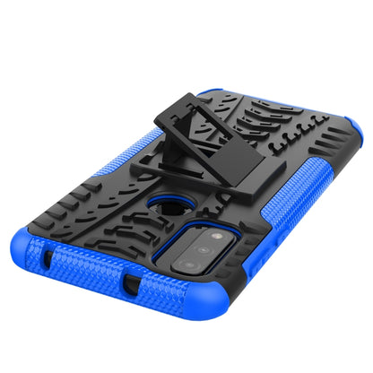 Rugged phone case with tire-tread texture, dual-layer protection, holder stand