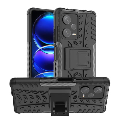 Textured TPU+PC phone case with holder, black