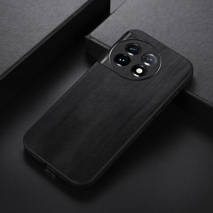Black PU texture phone case, angled view, with camera cutout and raised lens rim