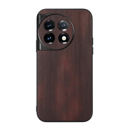 Brown PU texture phone case with raised camera ring and cutouts for lenses and flash