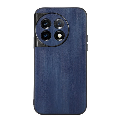Blue PU texture phone case, front view, with raised camera ring and lens cutouts