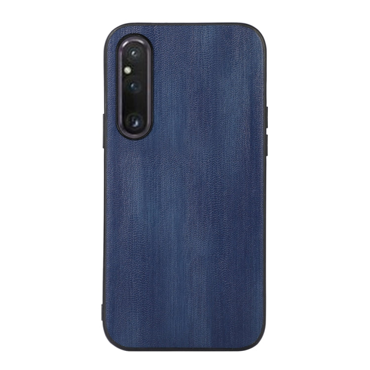 Blue textured PU phone case with raised camera cutout