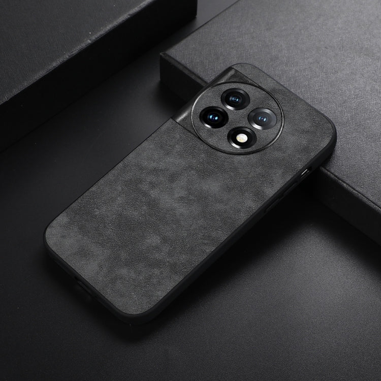 Morocco-texture PU phone case, black with raised camera cutout
