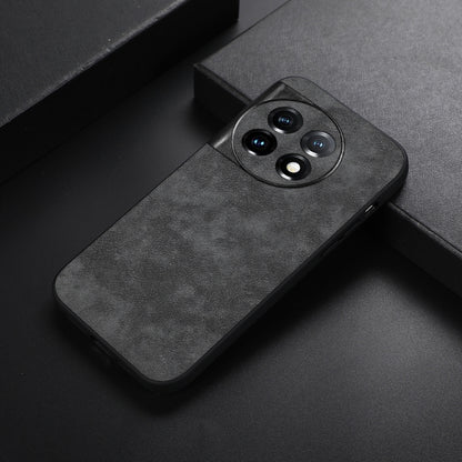 Morocco-texture PU phone case, black with raised camera cutout
