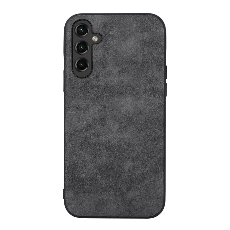 Gray PU phone case with Morocco-style textured finish and triple camera cutout.