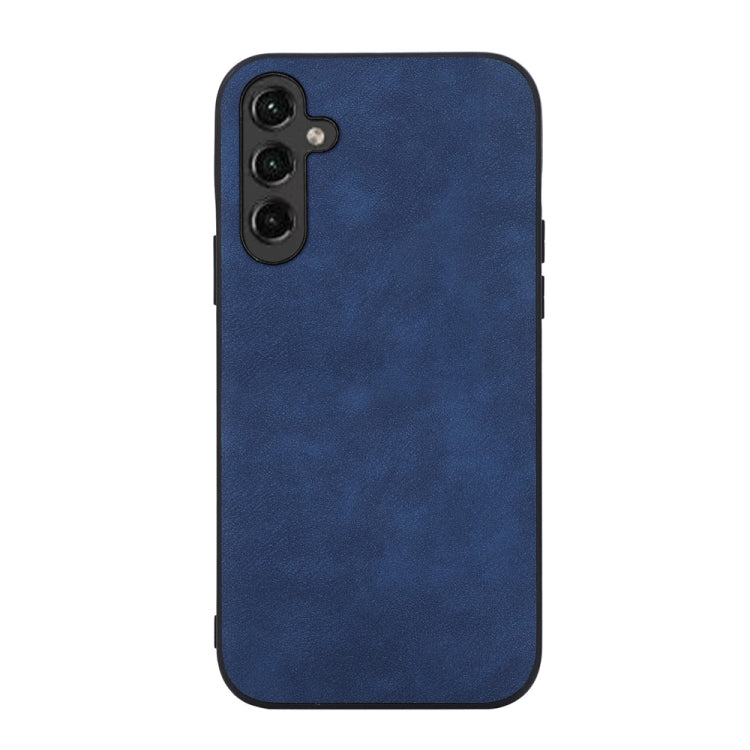 Blue PU phone case with Morocco-style textured finish and triple camera cutout.