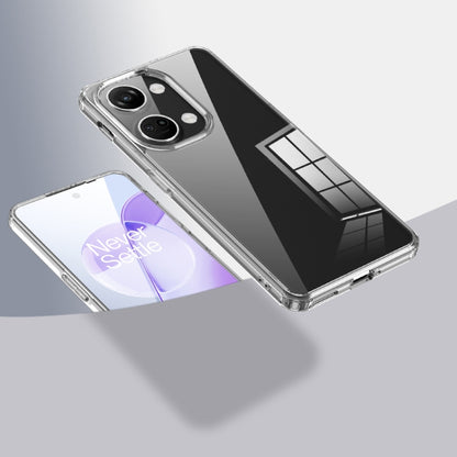 Clear phone case with black front armor bumper and raised camera openings