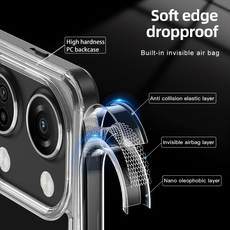 Transparent shockproof phone case corner with reinforced bumper around camera area
