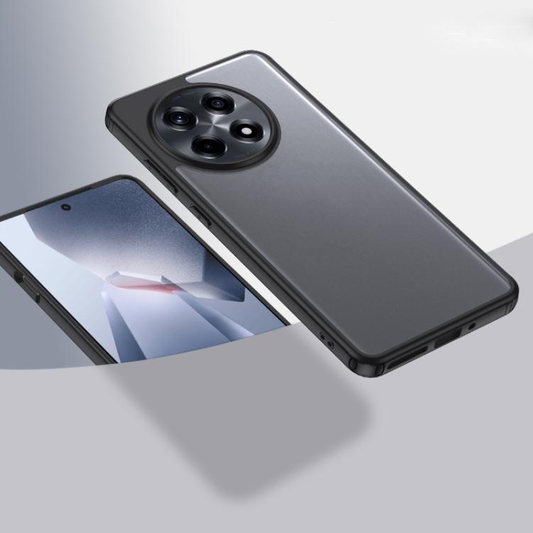 Matte black hard phone case with camera cutouts and raised edges for protection