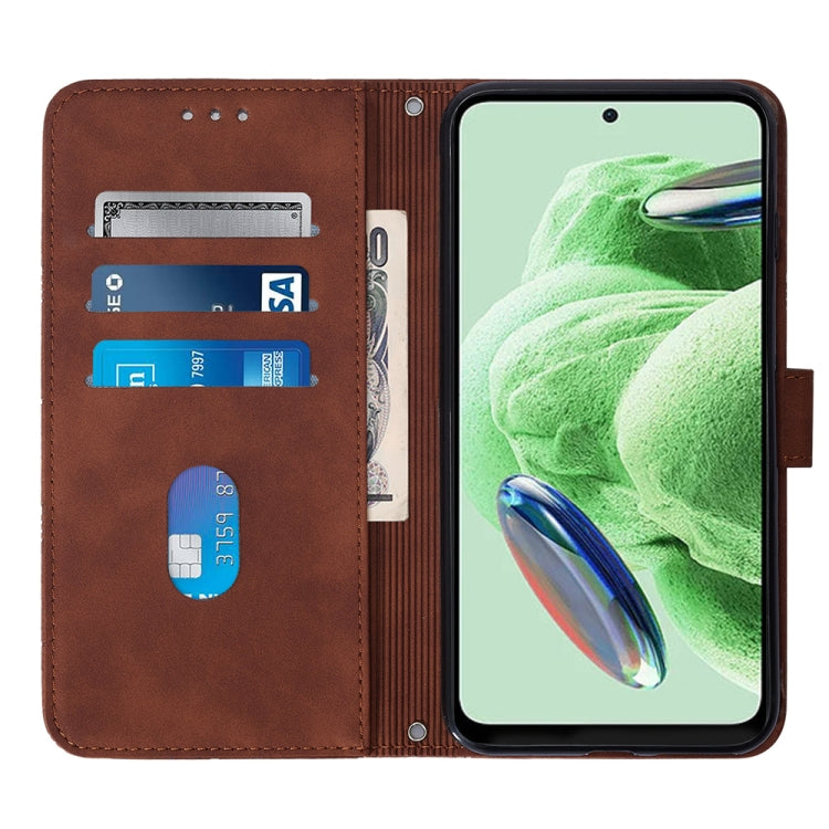 Brown leather flip phone case with card slots and secure phone holder
