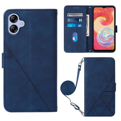 Blue leather crossbody flip phone case with 3D embossed pattern and card slots
