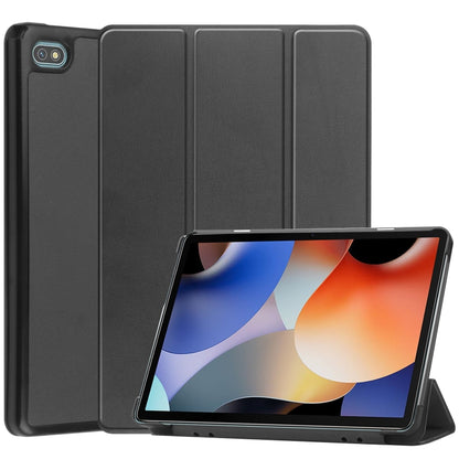Black 3-fold PU leather tablet case with stand for tablet screen and back protection