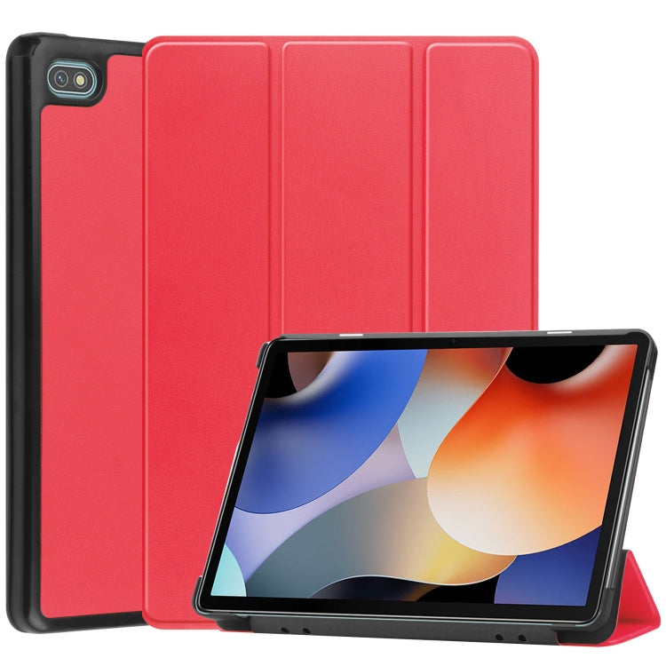 Red 3-fold PU leather tablet case with stand for tablet screen