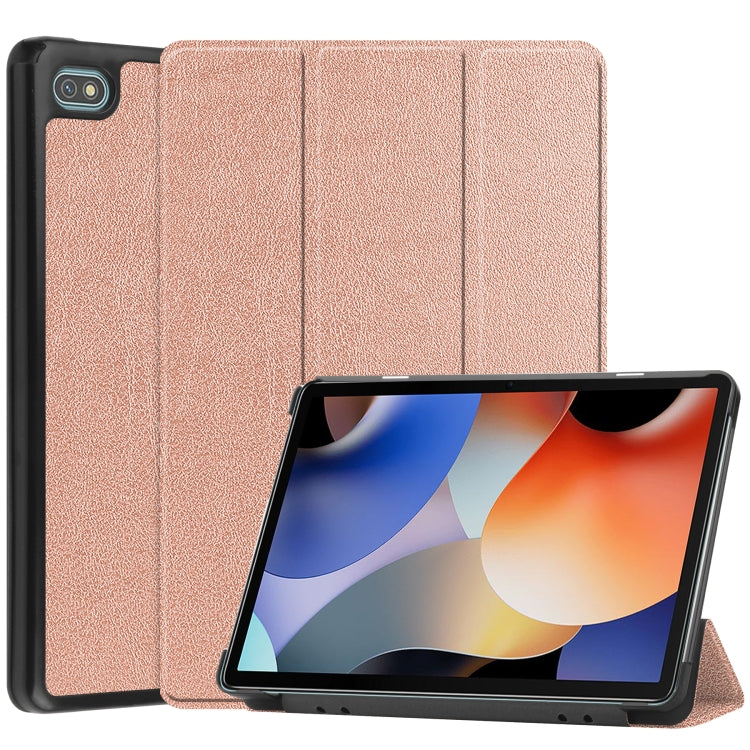 Rose gold 3-fold smart tablet case with stand, textured cover and camera cutout
