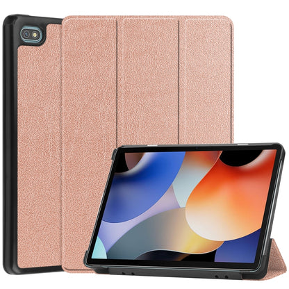 Rose gold 3-fold smart tablet case with stand, textured cover and camera cutout