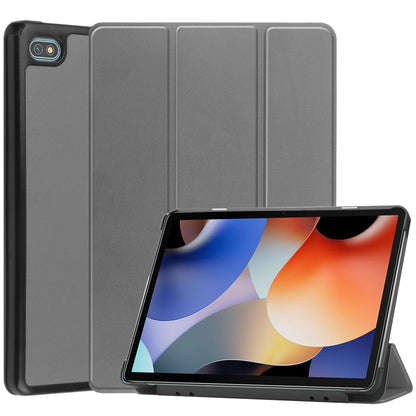 Grey 3-fold smart tablet case with stand, smooth cover and camera cutout